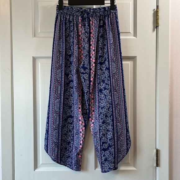 Japan Kids Paisley Floral Boho Wide Split Leg Pants - Size 14 - Picture 4 of 6